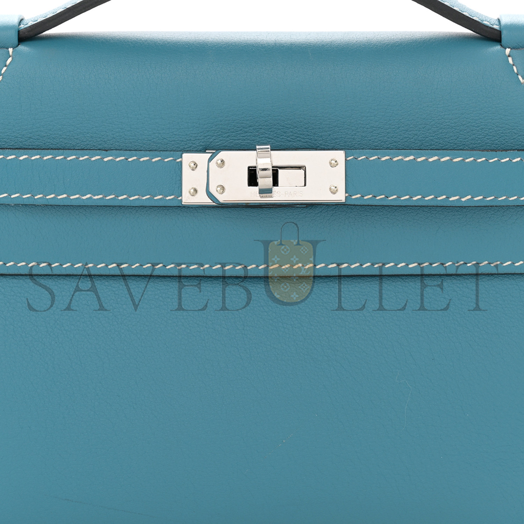 H**mes swift kelly pochette clutch blue jean (22*14*7cm)